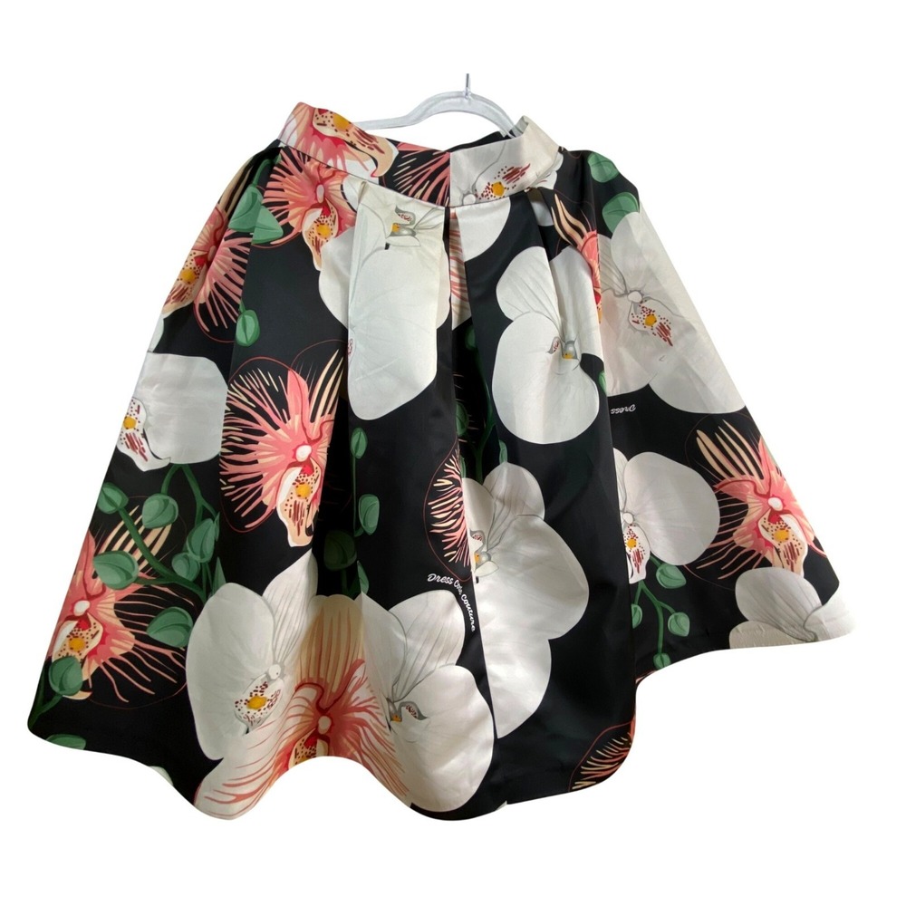 Orchids Floral‎ A-Line Skirt Made In Italy Size Small Boho Y2k Retro Garden Luxe